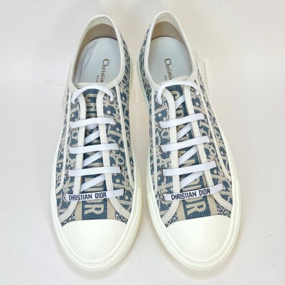 Dior Walk'n'Dior Sneakers Chambray Cotton Embroidered White Blue Women Size IT42 - Picture 4 of 12